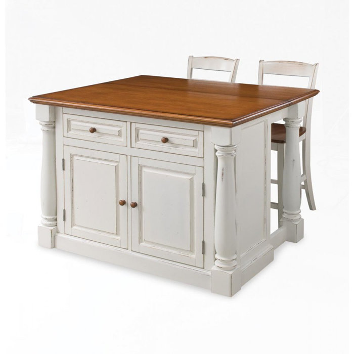 August Grove® Larchwood Wood Kitchen Island Set & Reviews Wayfair